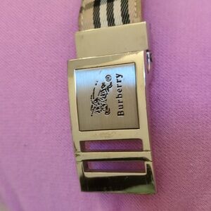 Burberry Silver Buckle Leather Belt 36/38 Unisex